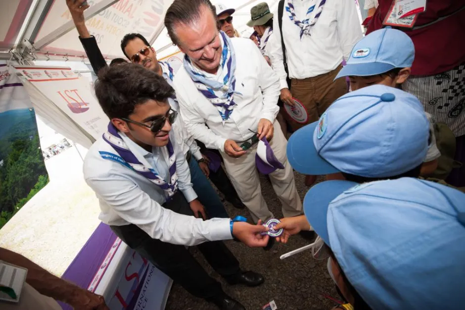 HRH Prince Bandr bin Abdullah bin Abdulaziz Al Saud and Mr Siegfried Weiser visiting Scouts