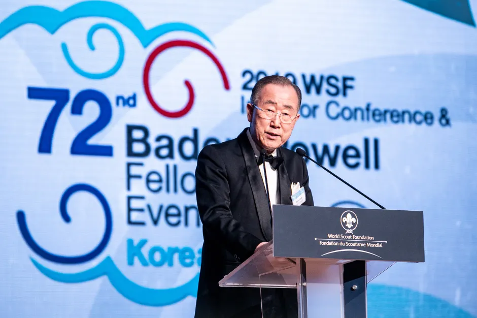 H.E. Ban Ki Moon, Honorary Chairman of the Korea Scout Association & former UN Secretary General